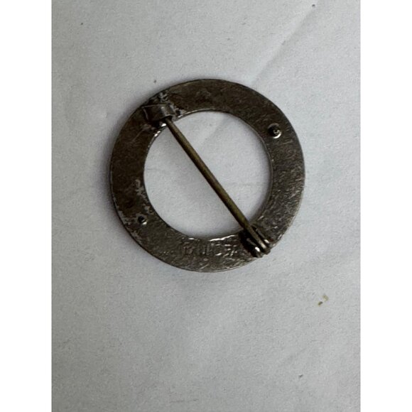 Vintage Sterling Blue Guilloche Round Pin - Picture 7 of 11